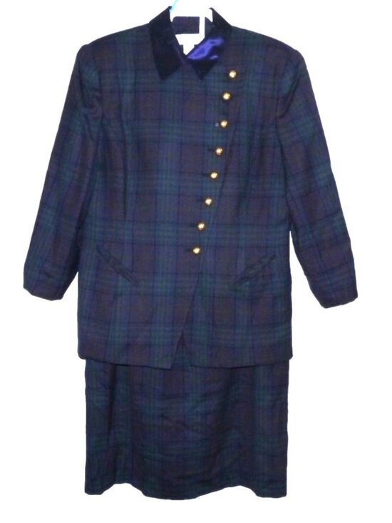 Christian Dior Jackets & Blazers - Christian Dior purple plaid wool suit jacket & pencil skirt Women's size 16